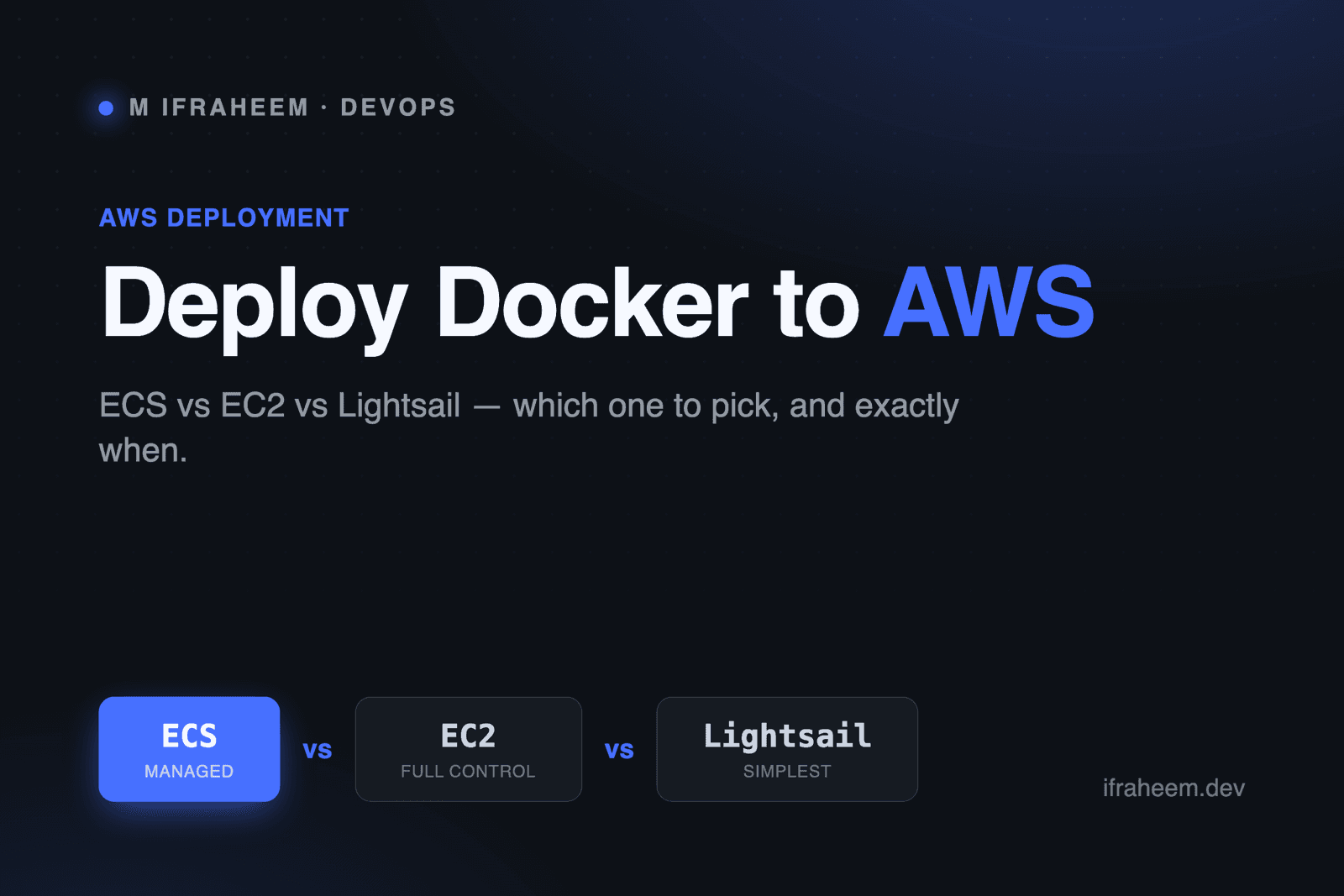Deploying a Docker backend to AWS: comparing ECS, EC2 and Lightsail